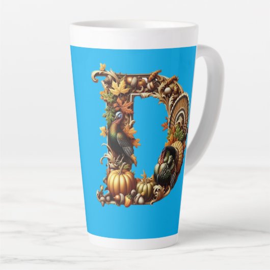 Letter D Thanksgiving style gift  カフェラテマグ (右アングル)