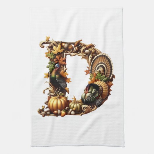 Letter D Thanksgiving style gift  キッチンタオル (縦)