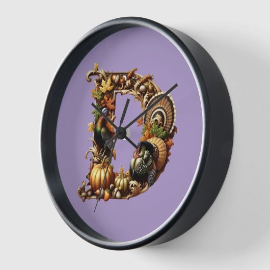 Letter D Thanksgiving style gift  壁時計 (傾斜)