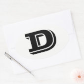 Letter D Vinetaフォントホワイトオーバルスティッカーズ 楕円形シール (封筒)