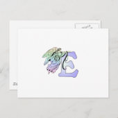 Letter Eエンジェルモノグラムイニシャルブルーと ポストカード (正面/裏面)
