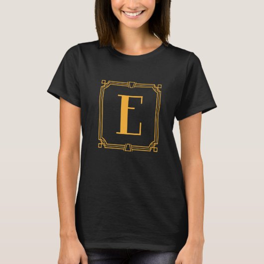 Letter EモノグラムアルファベットEイニシャル幾何学文字Dec Tシャツ (正面)