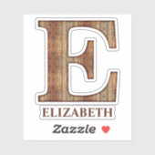 Letter E木目のテクスチャ(名前をカスタムするシール付) シール (シート)