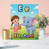 Letter E アルファベットポスター – EはElephantのE アクリルサイン (ウェディング)