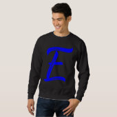 Letter E Alphabet Large Blue Graphic Initial スウェットシャツ (正面フル)