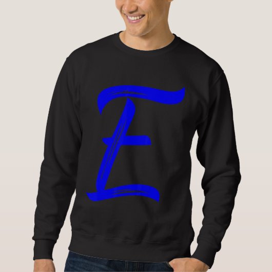 Letter E Alphabet Large Blue Graphic Initial スウェットシャツ (正面)