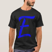 Letter E Alphabet Large Blue Graphic Initial Tシャツ (正面)