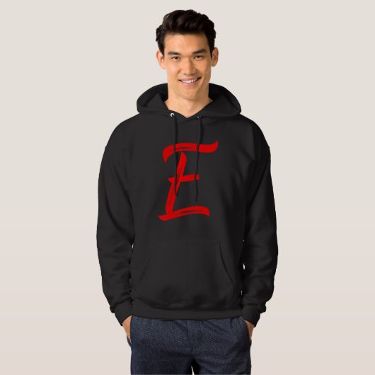 Letter E Alphabet Large Red Graphic Initial パーカ (正面フル)