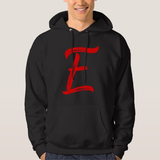 Letter E Alphabet Large Red Graphic Initial パーカ (正面)