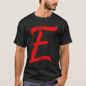 Letter E Alphabet Large Red Graphic Initial Tシャツ (正面)
