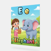 Letter E Alphabet Poster – E is for Elephant アクリルサイン (傾斜)
