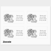 Letter E angelモノグラムイニシャルブラックと 長方形シール (シート)