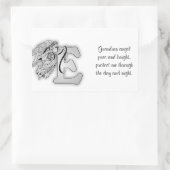 Letter E angelモノグラムイニシャルブラックと 長方形シール (バッグ)