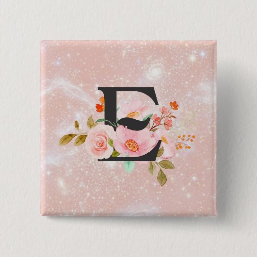 Letter E Button 缶バッジ (正面)