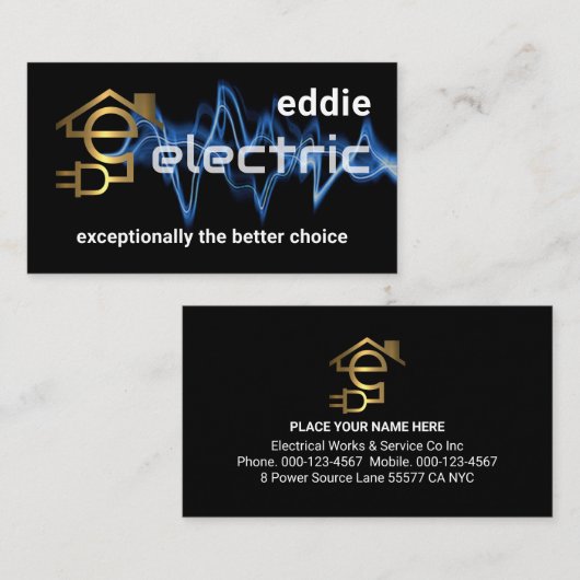 Letter-e Electric Powers Your Name 名刺 (正面/裏面)