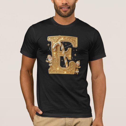 Letter E: Royal Gold Luxury T-Shirt Tシャツ (正面)