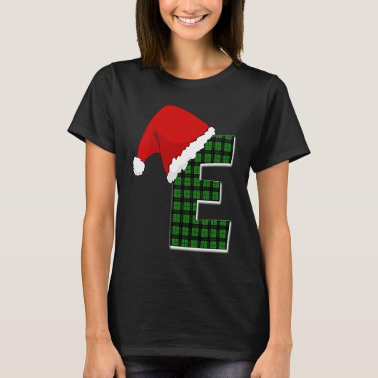 Letter E Santa Hat Monogram Tシャツ (正面)