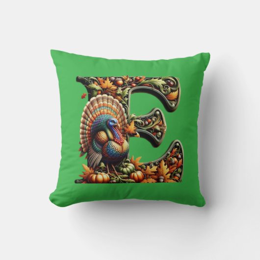 Letter E Thanksgiving style gift  クッション (正面)