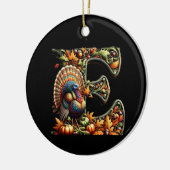 Letter E Thanksgiving style gift セラミックオーナメント (左)