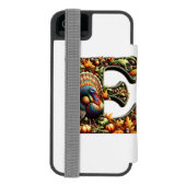 Letter E Thanksgiving style gift Incipio iPhoneウォレットケース (フォリオ裏面)