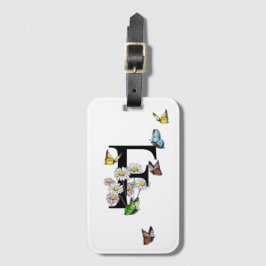 Letter Fフローラバタフライモノグラムイニシャル ラゲッジタグ