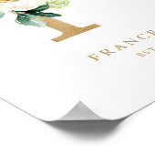 Letter Fホワイトフローラモノグラムゴールドフォイル子供部屋 ポスター (角)