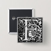 Letter F中世モノグラムヴィンテージイニシャル 缶バッジ (正面&裏面)