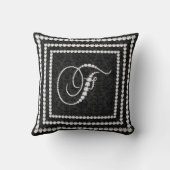 Letter F エレガント Diamonds – モノグラきらめくム クッション (裏面)