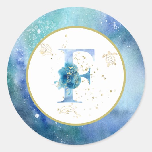 *~* LETTER F -ビーチ封航海の筒シール ラウンドシール (正面)