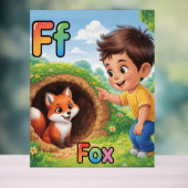 Letter F Alphabet Poster – F is for Fox アクリルサイン (ニュートラル)