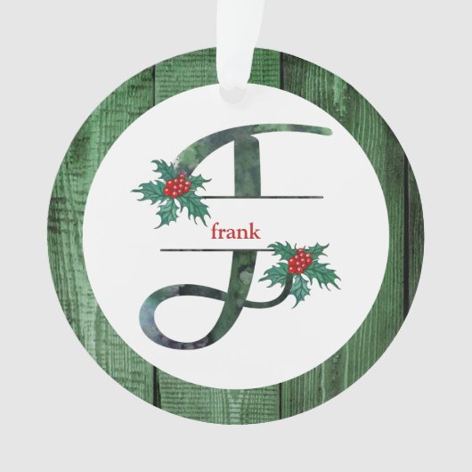 *~* Letter F Christmas PHOTO 素朴 Wood AP44 オーナメント (正面)