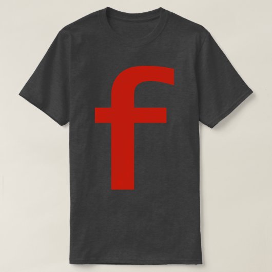 Letter f in Red文字ミニマルタイポグラフィ Tシャツ (デザイン正面)
