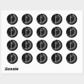 Letter F Rune Runic Monogram Geometric Moon Black ラウンドシール (シート)
