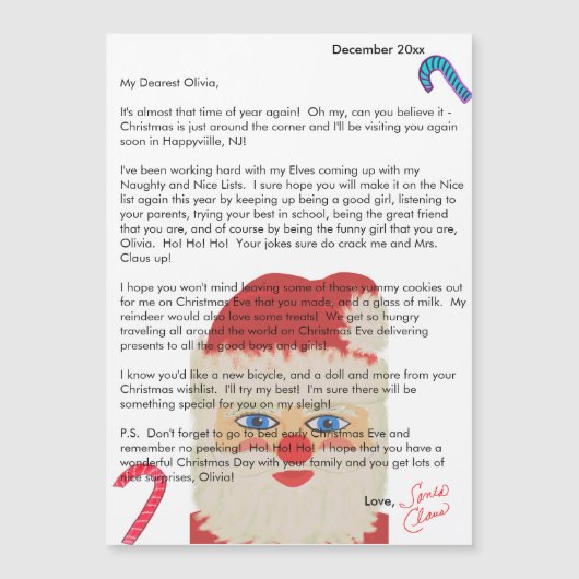 Letter from Santa Candy Canes Child's Name (正面)