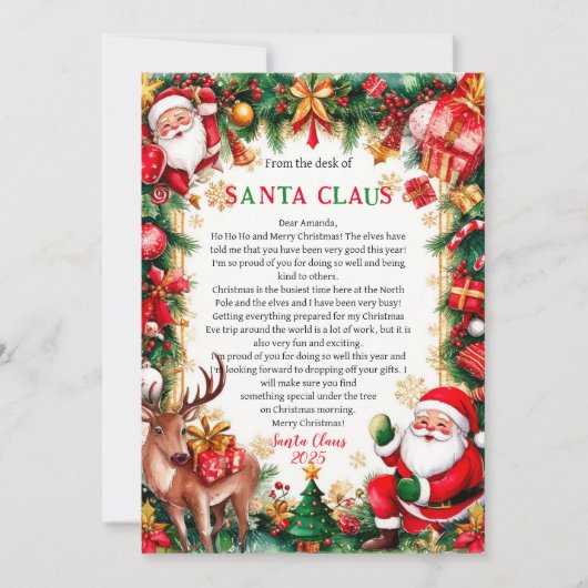 Letter From Santa Claus Christmas Card 招待状 (正面)