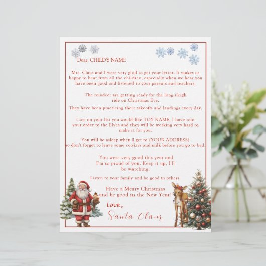 Letter from Santa Claus Snowflakes Reindeer (スタンド正面)