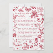  Letter from Santa Hand Draw Doodle, Santa 招待状 (正面)
