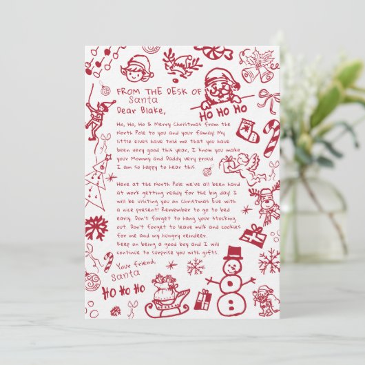  Letter from Santa Hand Draw Doodle, Santa 招待状 (スタンド正面)
