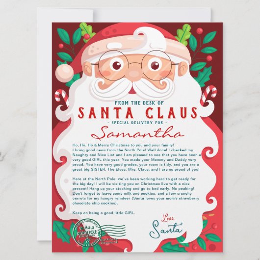 Letter from Santa Nice List Certificate Christmas (正面)