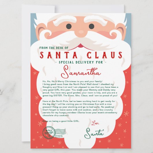 Letter from Santa Nice List Certificate Christmas  (正面)