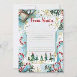  Letter from Santa | Pastel Blue & Gold Stars 招待状