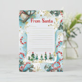  Letter from Santa | Pastel Blue & Gold Stars 招待状 (スタンド正面)