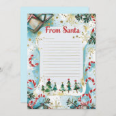  Letter from Santa | Pastel Blue & Gold Stars 招待状 (正面/裏面)