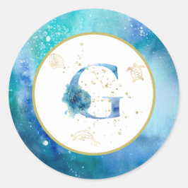 *~* LETTER G -ビーチ航海の封筒ステッカー ラウンドシール