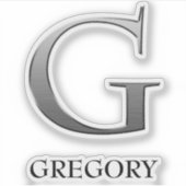 Letter G 2トーンシルバーグレーと名前シール シール (正面)