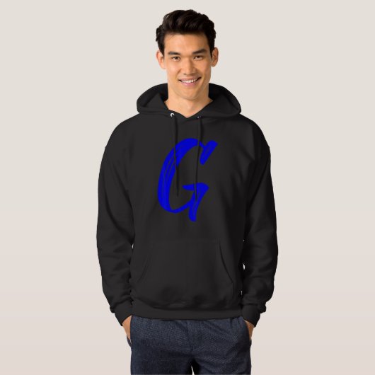 Letter G Alphabet Large Blue Graphic Initial パーカ (正面フル)