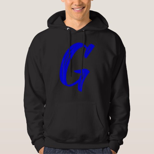 Letter G Alphabet Large Blue Graphic Initial パーカ (正面)