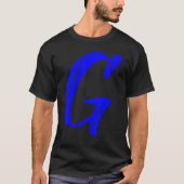 Letter G Alphabet Large Blue Graphic Initial Tシャツ (正面)