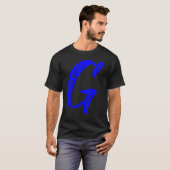 Letter G Alphabet Large Blue Graphic Initial Tシャツ (正面フル)
