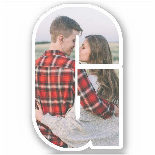 Letter G Alphabet & Photo Custom-Cut Vinyl Sticker シール (正面)